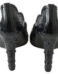 Dolce & Gabbana Elegant Black Crystal Cinderella Pumps