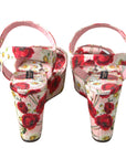 Dolce & Gabbana Floral Ankle Strap Wedge Sandals