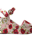 Dolce & Gabbana Floral Ankle Strap Wedge Sandals
