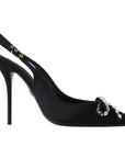Dolce & Gabbana Embellished Black Slingback Heels Pumps
