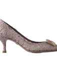 Dolce & Gabbana Elegant Pink Crystal Embellished Heels
