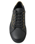 Dolce & Gabbana Black Gold Leather Classic Sneakers
