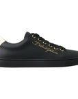 Dolce & Gabbana Black Gold Leather Classic Sneakers