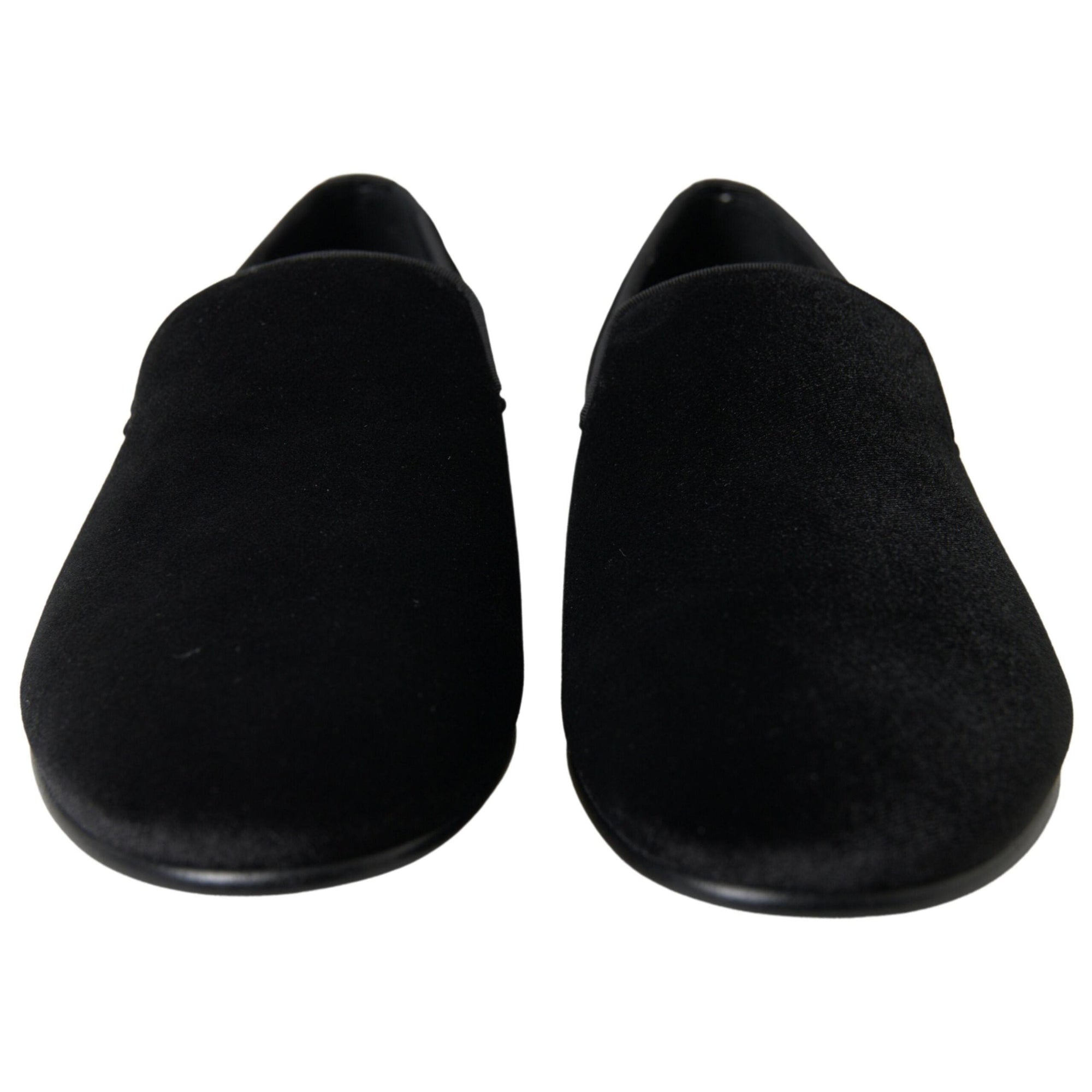 Dolce & Gabbana Elegant Velvet Black Loafers for Men