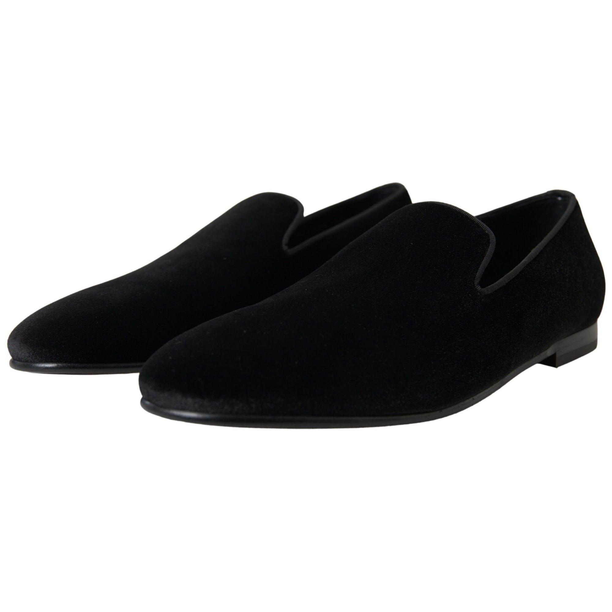 Dolce & Gabbana Elegant Velvet Black Loafers for Men