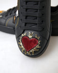 Dolce & Gabbana Elegant Portofino Leather Sneakers - Black Multicolor