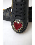 Dolce & Gabbana Elegant Portofino Leather Sneakers - Black Multicolor