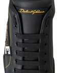 Dolce & Gabbana Elegant Portofino Leather Sneakers - Black Multicolor