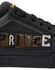 Dolce & Gabbana Elegant Portofino Leather Sneakers - Black Multicolor