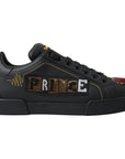 Dolce & Gabbana Elegant Portofino Leather Sneakers - Black Multicolor