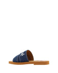 Chloé Sumptuous Cotton Woody Slide Sandals in Denim Blue