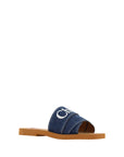 Chloé Sumptuous Cotton Woody Slide Sandals in Denim Blue