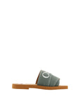 Chloé Elegant Forest Green Cotton Slides
