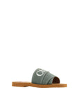 Chloé Elegant Forest Green Cotton Slides