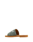Chloé Elegant Forest Green Cotton Slides