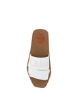 Chloé Elegant White Cotton Slide Sandals