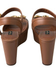 Dolce & Gabbana Chic Brown Leather Ankle Strap Wedges