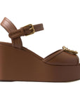 Dolce & Gabbana Chic Brown Leather Ankle Strap Wedges