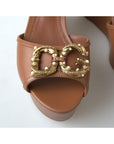Dolce & Gabbana Chic Brown Leather Ankle Strap Wedges
