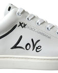 Dolce & Gabbana Sleek White Leather Casual Sneakers
