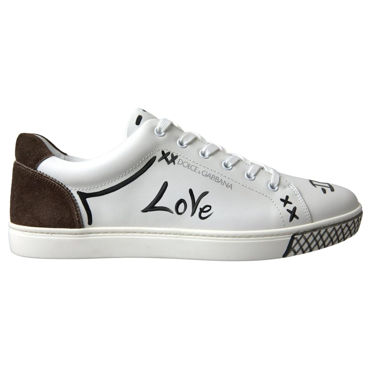 Dolce & Gabbana Sleek White Leather Casual Sneakers