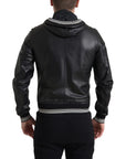 Dolce & Gabbana Elegant Black Leather Bomber Jacket