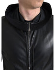 Dolce & Gabbana Elegant Black Leather Bomber Jacket