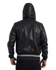 Dolce & Gabbana Elegant Black Leather Bomber Jacket
