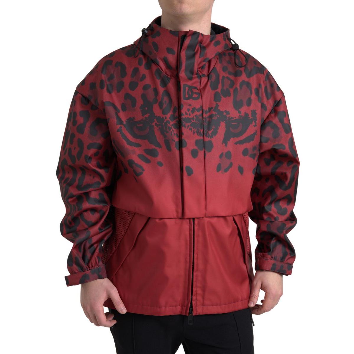 Dolce & Gabbana Radiant Red Leopard Print Hooded Jacket