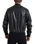 Dolce & Gabbana Elegant Black Leather Bomber Jacket