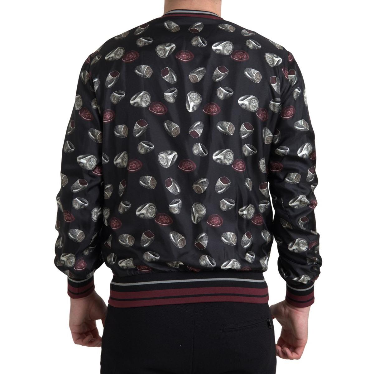 Dolce & Gabbana Elegant Silk Crewneck Pullover - Black Multicolor