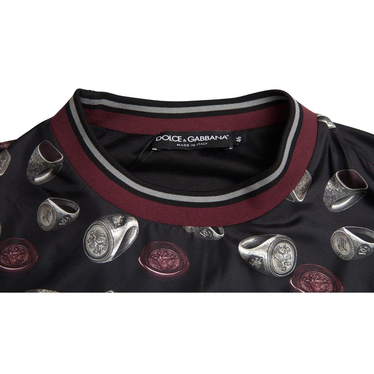 Dolce & Gabbana Elegant Silk Crewneck Pullover - Black Multicolor