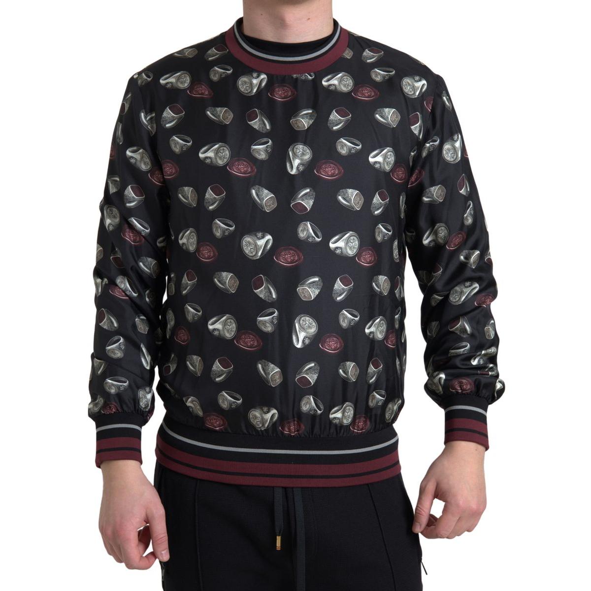 Dolce & Gabbana Elegant Silk Crewneck Pullover - Black Multicolor