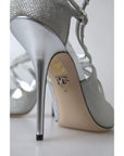 Dolce & Gabbana Elegant Shimmering Silver High-Heeled Sandals