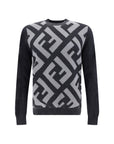 Fendi Chic Grey Wool Iconic Logo Sweater