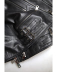 Dolce & Gabbana Sleek Black Leather Biker Jacket