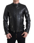 Dolce & Gabbana Sleek Black Leather Biker Jacket