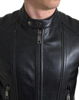Dolce & Gabbana Sleek Black Leather Biker Jacket