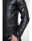 Dolce & Gabbana Sleek Black Leather Biker Jacket