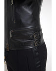 Dolce & Gabbana Sleek Black Leather Biker Jacket