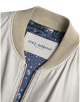 Dolce & Gabbana Cream Leather Bomber Jacket