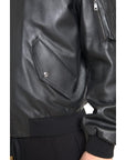 Dolce & Gabbana Elegant Black Leather Bomber Jacket