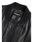 Dolce & Gabbana Elegant Black Leather Bomber Jacket