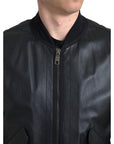 Dolce & Gabbana Elegant Black Leather Bomber Jacket