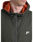 Dolce & Gabbana Elegant Hooded Full Zip Jacket in Green and Orange