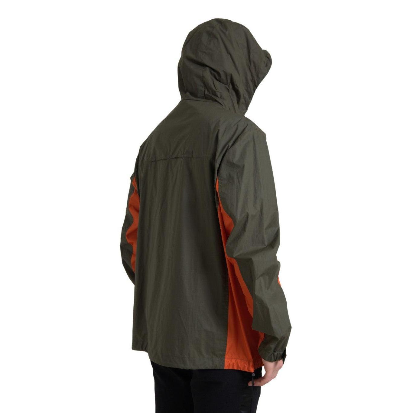 Dolce & Gabbana Elegant Hooded Full Zip Jacket in Green and Orange