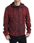 Dolce & Gabbana Red Leopard Hooded Bomber Jacket