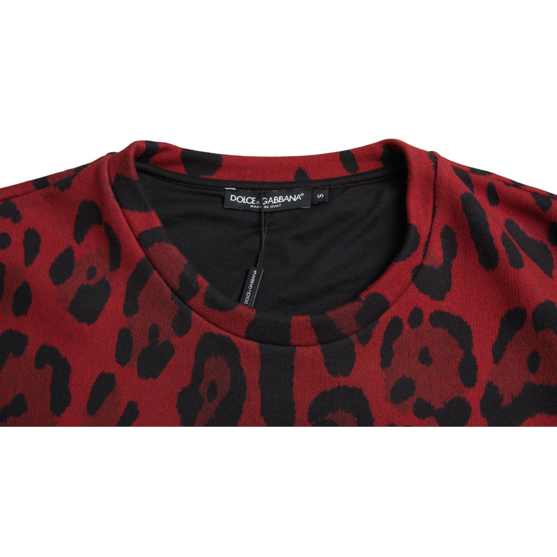 Dolce & Gabbana Red Leopard Print Cotton Tank Top