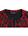 Dolce & Gabbana Red Leopard Print Cotton Tank Top