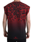 Dolce & Gabbana Red Leopard Print Cotton Tank Top